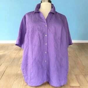 NWT!Maggie Barnes Leon Blend Button Down Needle Point Blouse Size 3X